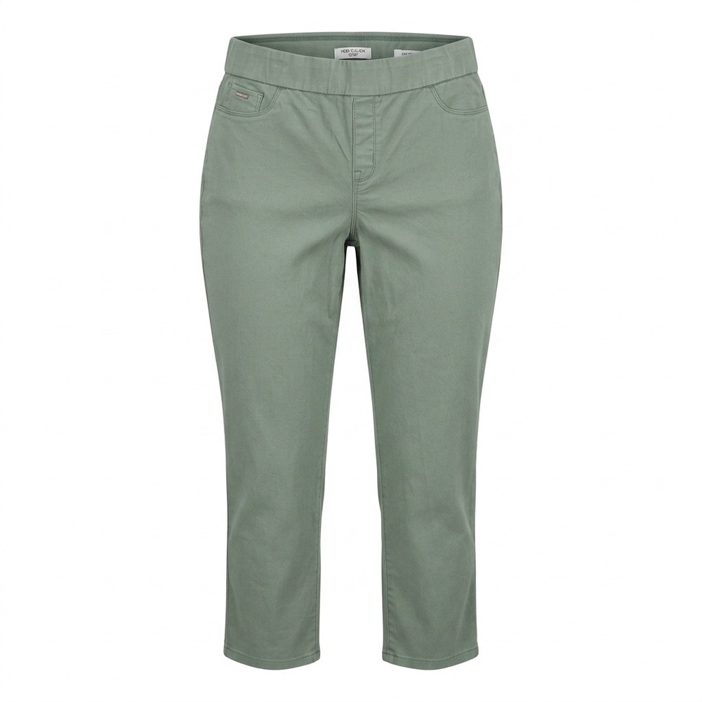 Nine West Pull On Crop St14 Green Stretch Cotton Twill Casual Coastal Minimalist